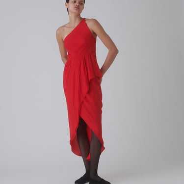 *Crimson Layered Silk Gown