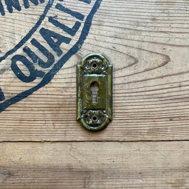 Antique Brass Salvaged Door Keyhole Plate 