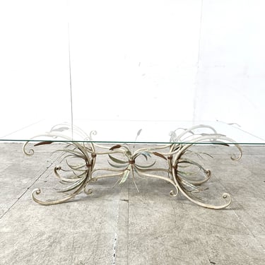 Vintage hollywood regency coffee table, 1970s - mid century modern coffee table - gold leaf coffee table - hans kogl coffee table 