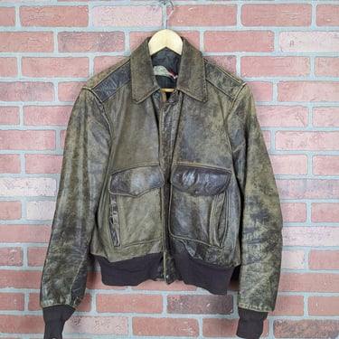 Vintage 1950s Hercules Outerwear by Sears Horsehide Leather ORIGINAL Bomber Style Jacket - 42 (Medium / Large) 