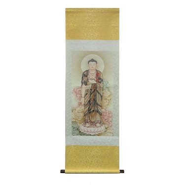 Chinese Hand Painted Standing Buddha Sakyamuni Scroll Painting JZ189E 