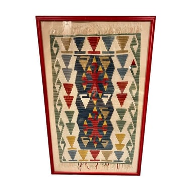 Antique Turkish Anatolian Kilim Rug Framed 