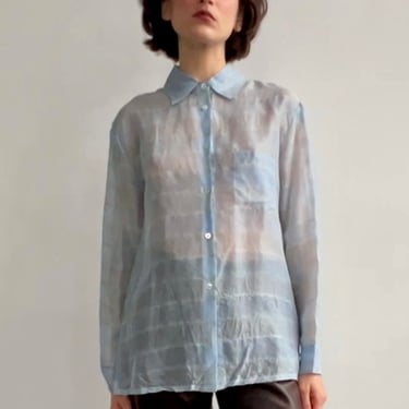 Soft Blue Textured Silk Shirt (M)