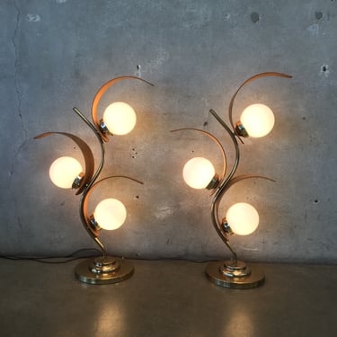 Pair of MId Century Modern Bentwood Table Lamps