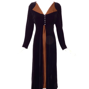1940s Velvet &amp; Silk Dress, Size 6