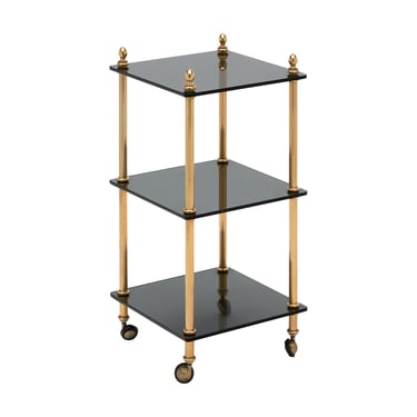 Vintage Brass Side Table on Casters