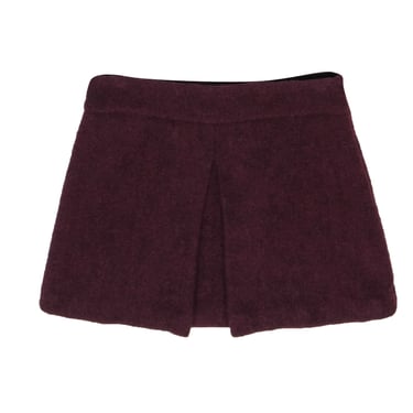 Theory - Maroon Wool Mini Skirt w/ Front Pleat Sz 0