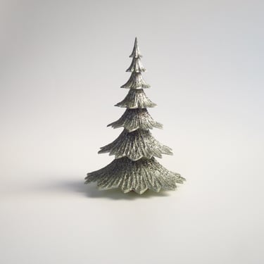 1940s Silver Christmas Tree, Vintage West Germany Plastic Holiday Decorations, Tablescape Inspiration, Silver Anniversary Gift 