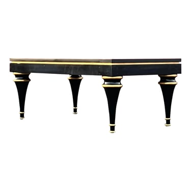 Hollywood Regency Black Lacquer and Gold Coffee Table 