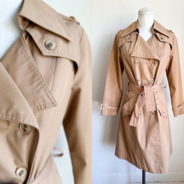 Vintage 1970s Camel Trench Coat / XS-S 