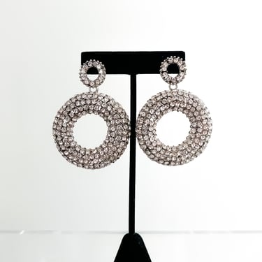 Fabulous 1960's Style Rhinestone Donut Earrings