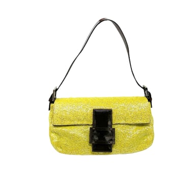 Fendi Yellow Beaded Baguette Bag