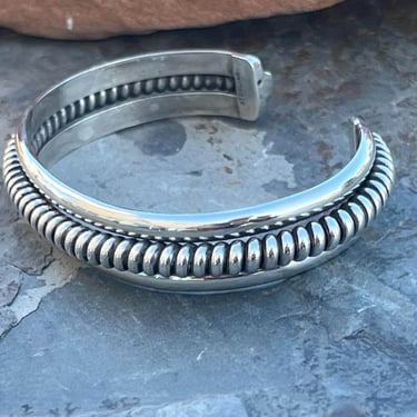 Vintage Southwestern Sterling Silver Coiled Center Cuff Bracelet 