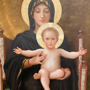 Bouguereaus ~The Madonna and Child~ Huge Reproduction Art Oil Painting Framed 47"x35" 