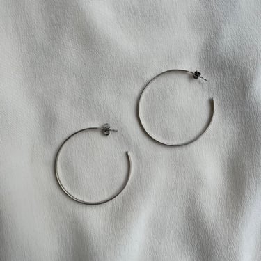 1990s Silver Flat Hoop Earrings E190