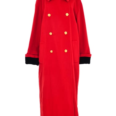 1980s Escada Red Wool Maxi Coat