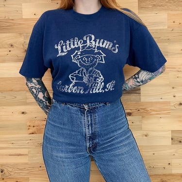 Vintage Little Bum's Carbon Hill Illinois Faded Worn Tee Shirt T-Shirt 