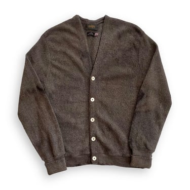 vintage cardigan / fuzzy cardigan / 1960s fuzzy charcoal overdyed alpaca grandpa cardigan Medium 