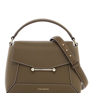 Strathberry Khaki Leather Top Handle Bag Mosaic Design Women