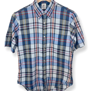 Vintage 1960s ARROW 100% Cotton Bleeding Madras Plaid Button-Down