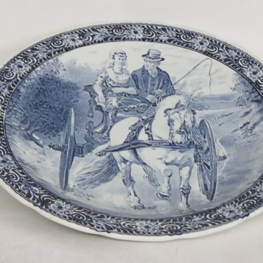 Boch Delft Blue Ceramic Bride and Groom Extra Large Plate Holland 3890B