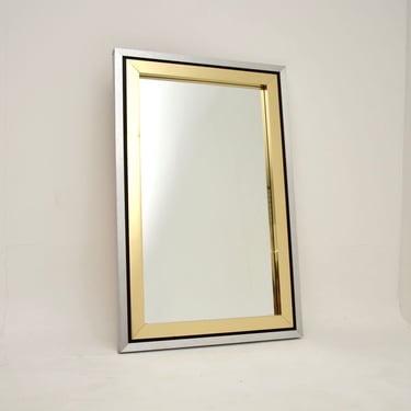 Vintage Italian Brass and Brushed Steel Mirror