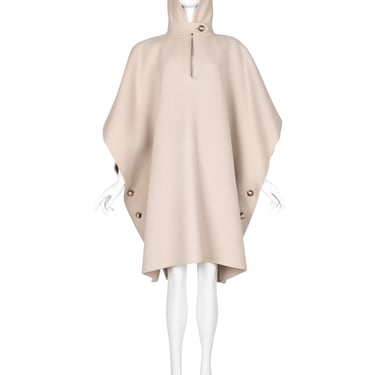 Valentino Vintage 1970s Oatmeal Wool Hooded Cape