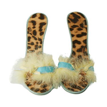 Roberto Cavalli Satin Feather Goodluck Charm Heels