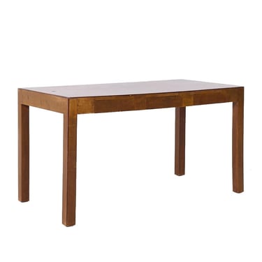 Milo Baughman Style Mid Century Burlwood Parsons Desk - mcm 