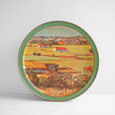 Vintage Vincent Van Gogh Decorative Tin, Sunshine Cookie Round Metal Container 