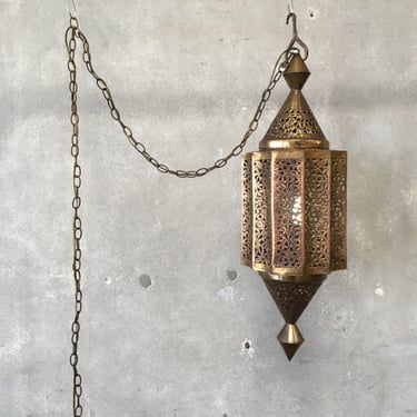 Vintage Brass / Copper Moroccan Swag Lamp