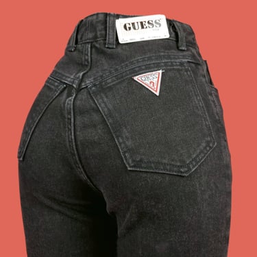Deadstock 1980s GUESS? JEANS. Black high waist tapered zippered crop legs. Georges Marciano. New with tags! (27 x 27) 