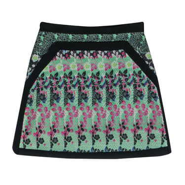 Missoni - Green & Black Floral Print Miniskirt Size 8