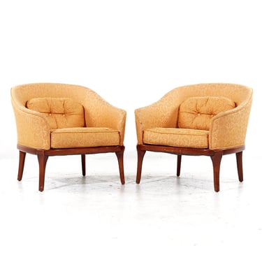 Erwin Lambeth Mid Century Walnut Lounge Chairs - Pair - mcm 
