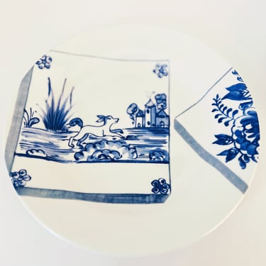 Vintage Tiffany & Co Salad Plates in Delft Tile Pattern, Set of 4