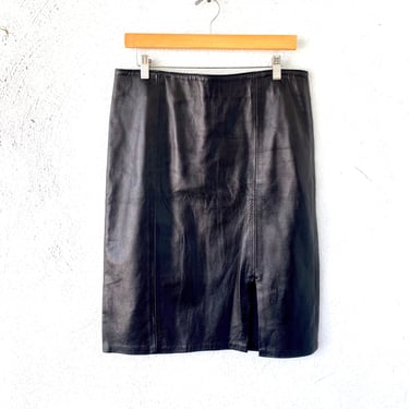 Vintage 90s Black Leather Mini Short Skirt 