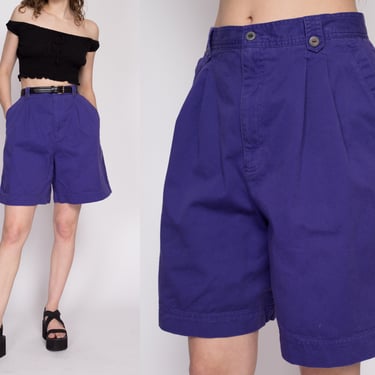 90s Lizwear Purple High Waisted Shorts - Medium to Large, 30" | Vintage Liz Claiborne Soft Cotton Casual Mom Shorts 