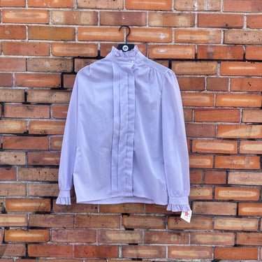 vintage 80s purple ruffle deadstock blouse / s m small medium 