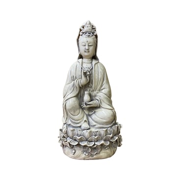 Small Vintage Finish Off White Ivory Color Porcelain Kwan Yin Statue ws2582E 