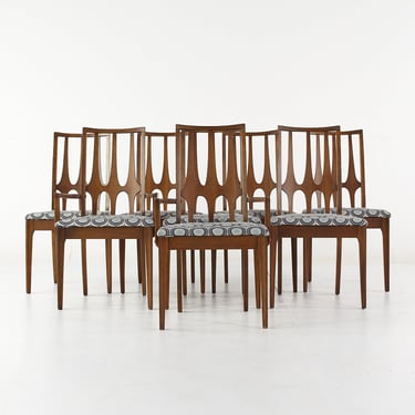 Broyhill Brasilia Mid Century Walnut Dining Chairs - Set of 8 - mcm 