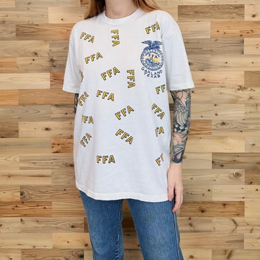 80's Vintage FFA Future Farmers of America Garland Texas All Over Print Tee Shirt T-Shirt 