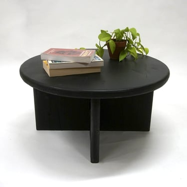 Low Round Coffee Table, Cross Base - Black 