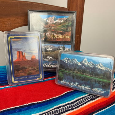 Vintage Set of 3 Packs Souvenir Playing Cards Monument Valley, Colorado and Grand Teton 