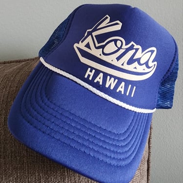 KONA HAWAII HAT Blue Mesh Trucker Hat Baseball Cap 