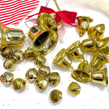 VINTAGE: Gold Christmas Craft Finds - Mixed Metal Bells - Crafts Corsage Arrangements Holiday Xmas 