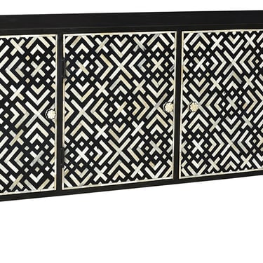 Exquisite Bone Inlay Cabinet with Black Steel Body from Terra Nova Designs Los Angeles 
