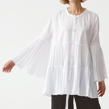 Pleated Details Flutter Sleeve Blouse