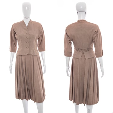 1940's Tan Tailored Skirt Suit Size XS