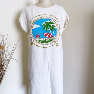 Vintage 80's French Terry Dress, Vacation Style, S M 