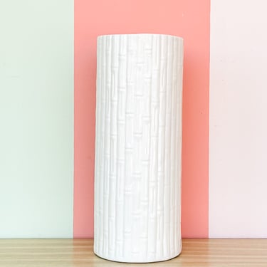 White Faux Bamboo Umbrella Stand
